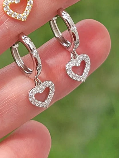 .925 sterling silver heart hoop earrings