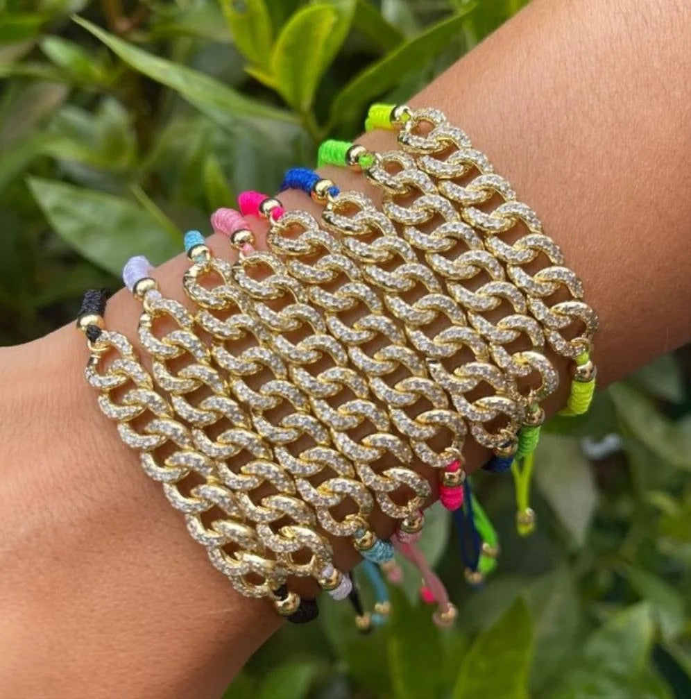 18k gold plated and CZ chain adjustable bracelet