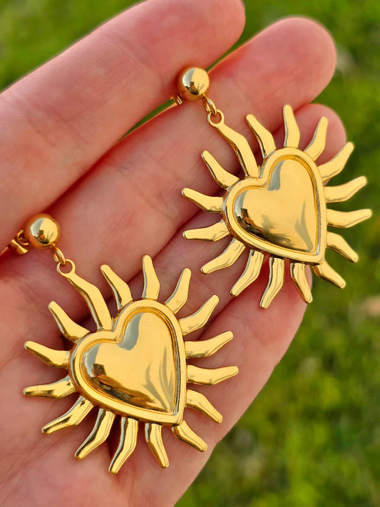 Stainless steel sacred heart earrings
