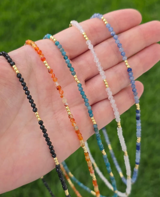18k gold plated dainty beaded chain necklaces