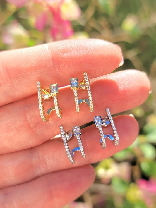 .925 Sterling silver and CZ earrings