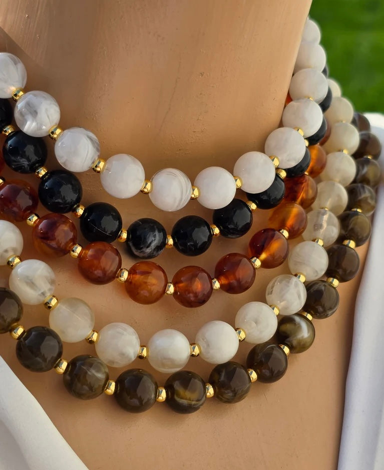 18k gold plated Chunky acrylic beaded necklaces