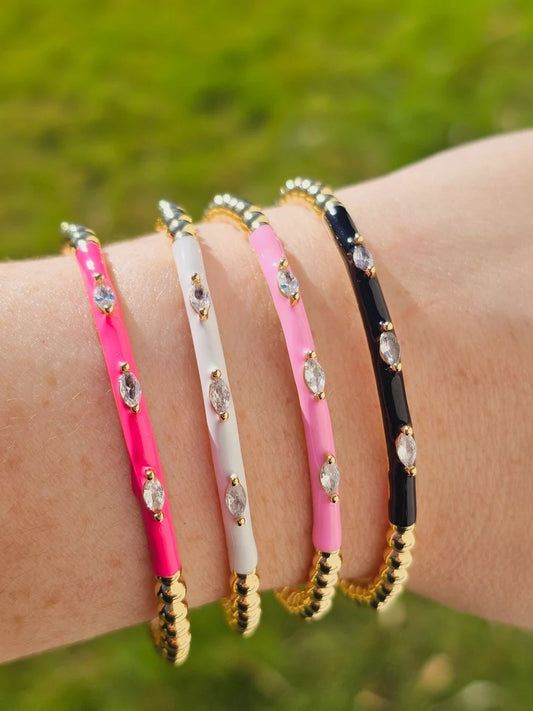 18k gold plated CZ enamel color bangle