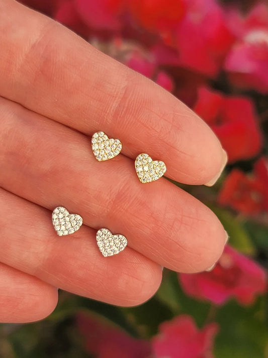 .925 Sterling silver and CZ heart earrings