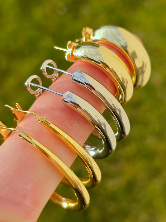 18k gold plated minimalist hoop earrings