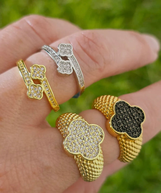 18k gold plated clover rings