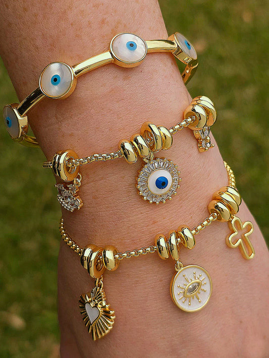 18k gold plated evil eye dangling bracelets