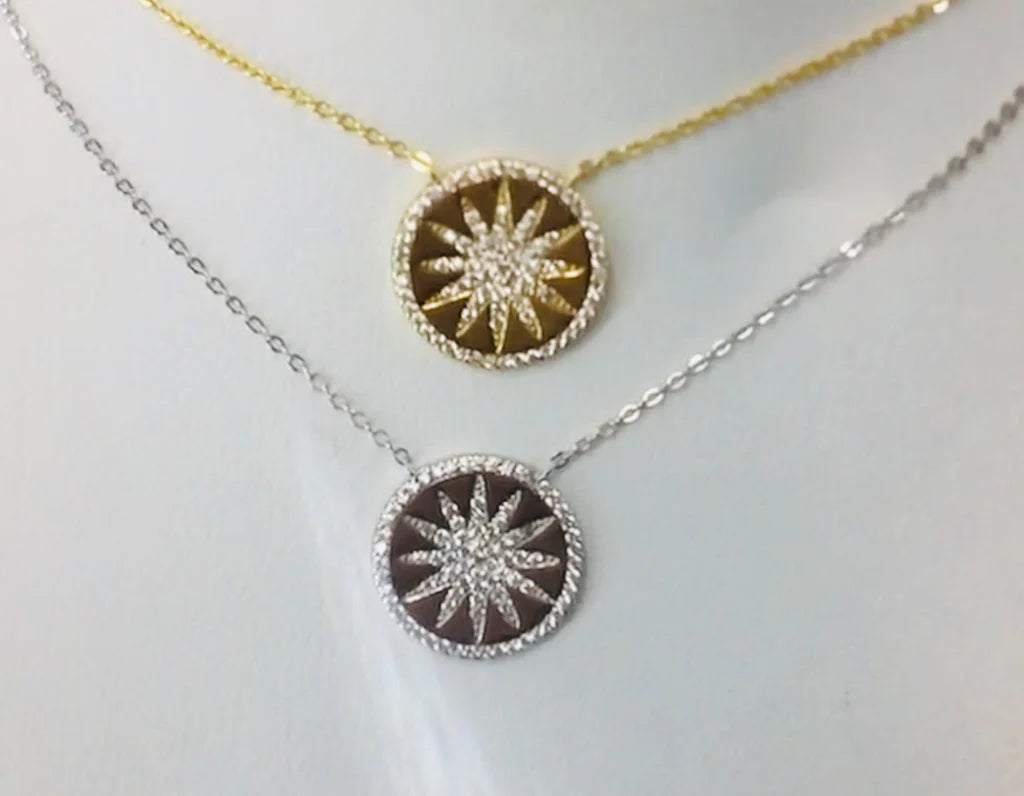 .925 Sterling Silver sun Necklace