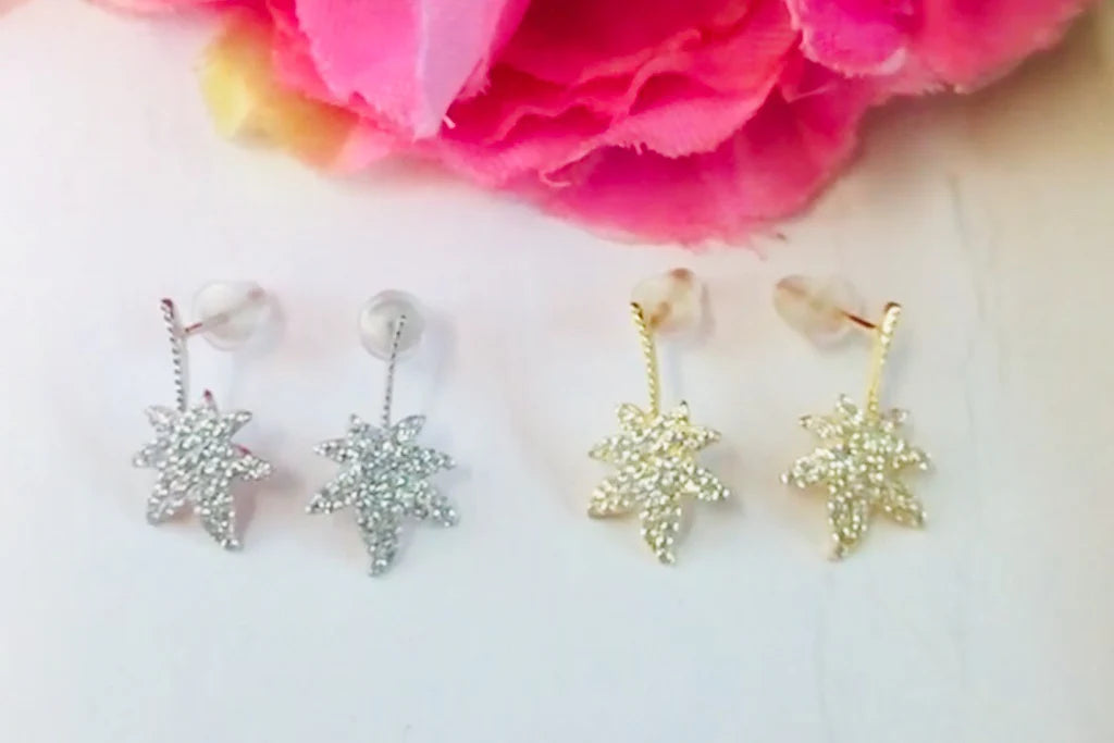 .925 Sterling Silver Leaf Earrings