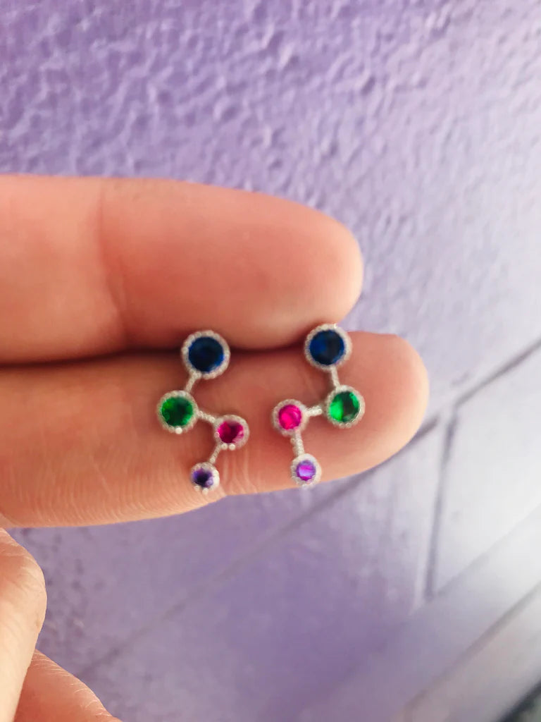 .925 sterling silver zigzag multicolor earrings