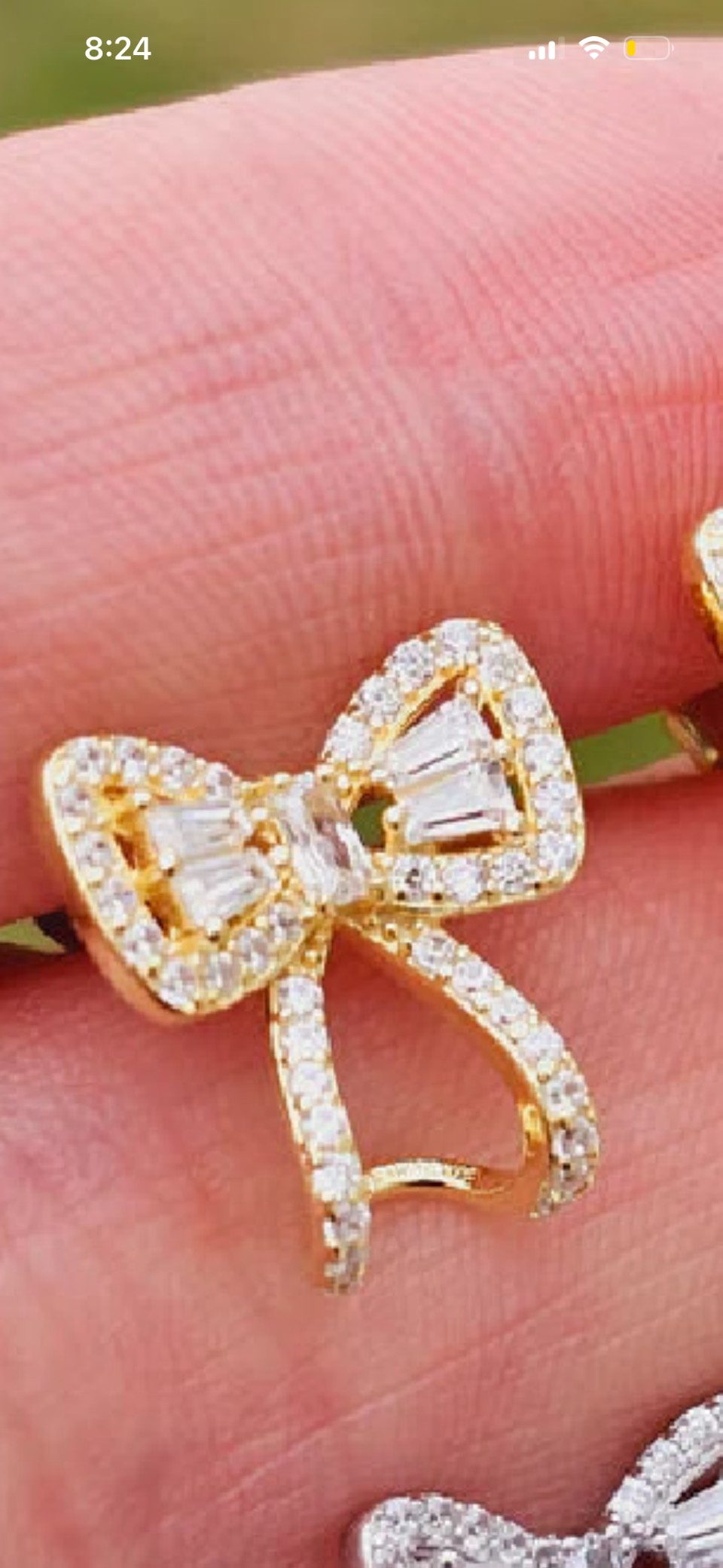 .925 Sterling silver CZ bow earrings