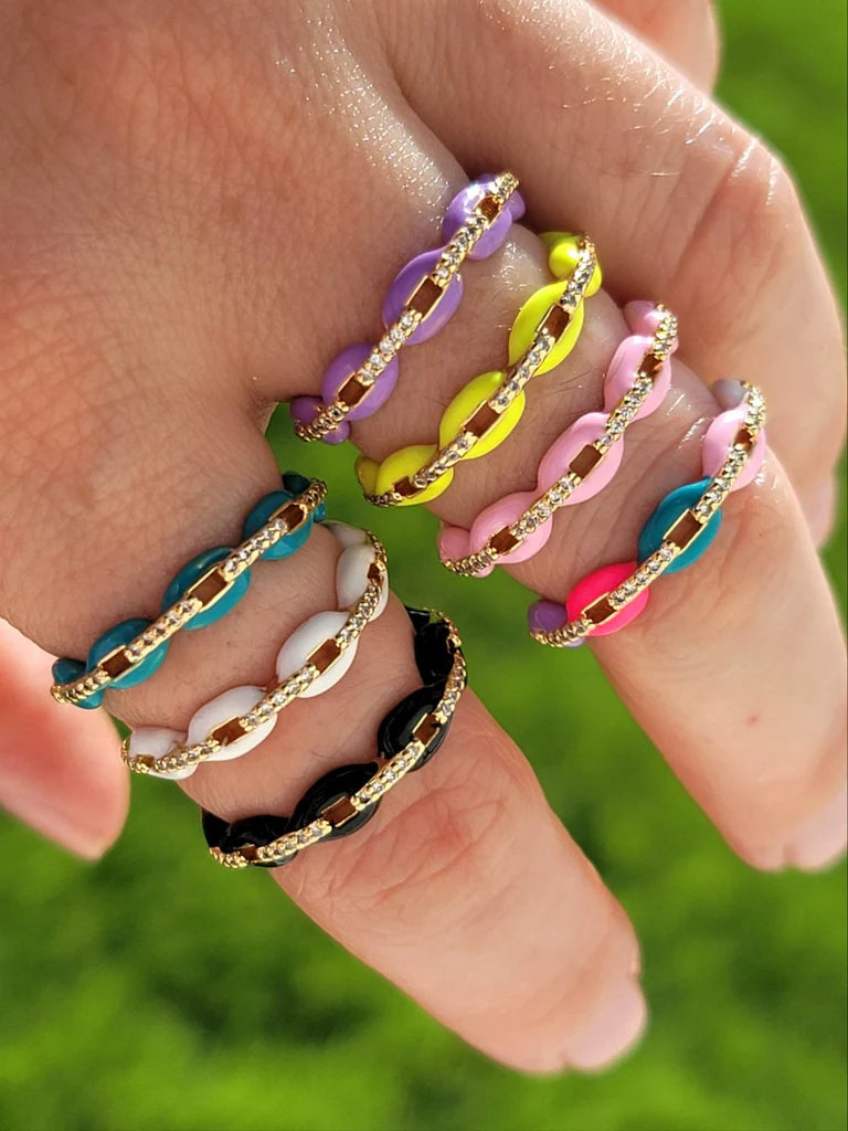 18k real gold plated chain style rings