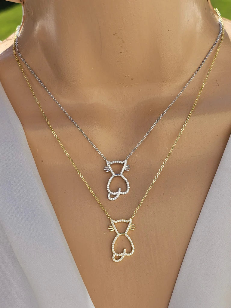 .925 Sterling silver cat necklace