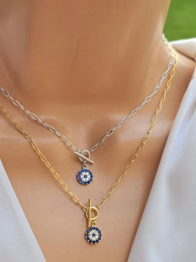 .925 Sterling silver evil eye necklace