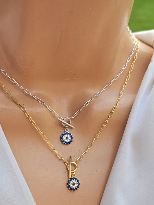 .925 Sterling silver evil eye necklace