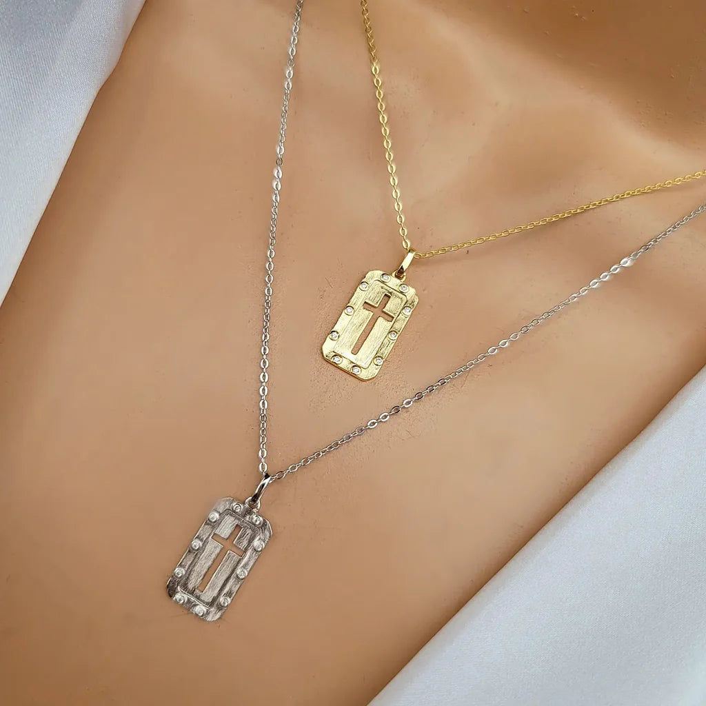 .925 Sterling silver and CZ cross necklace