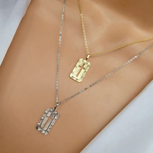 .925 Sterling silver and CZ cross necklace