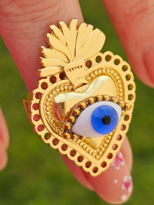 18k gold plated evil eye rings