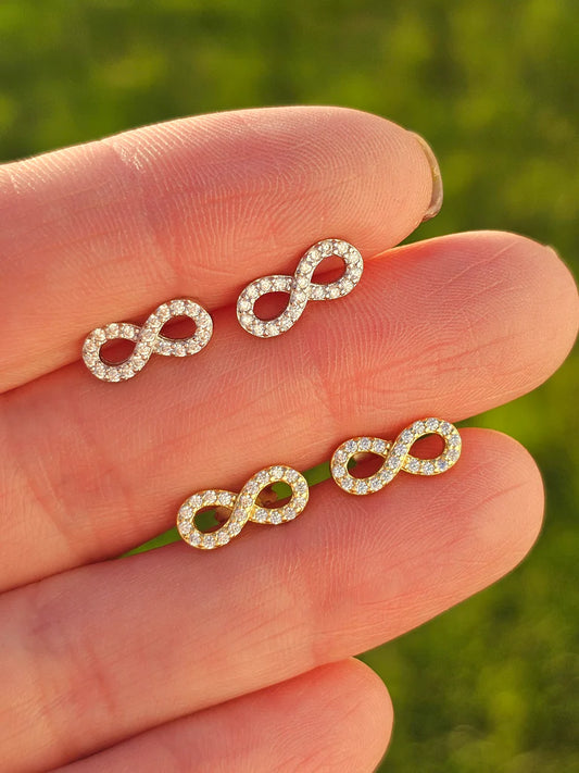 .925 sterling silver CZ infinity earrings
