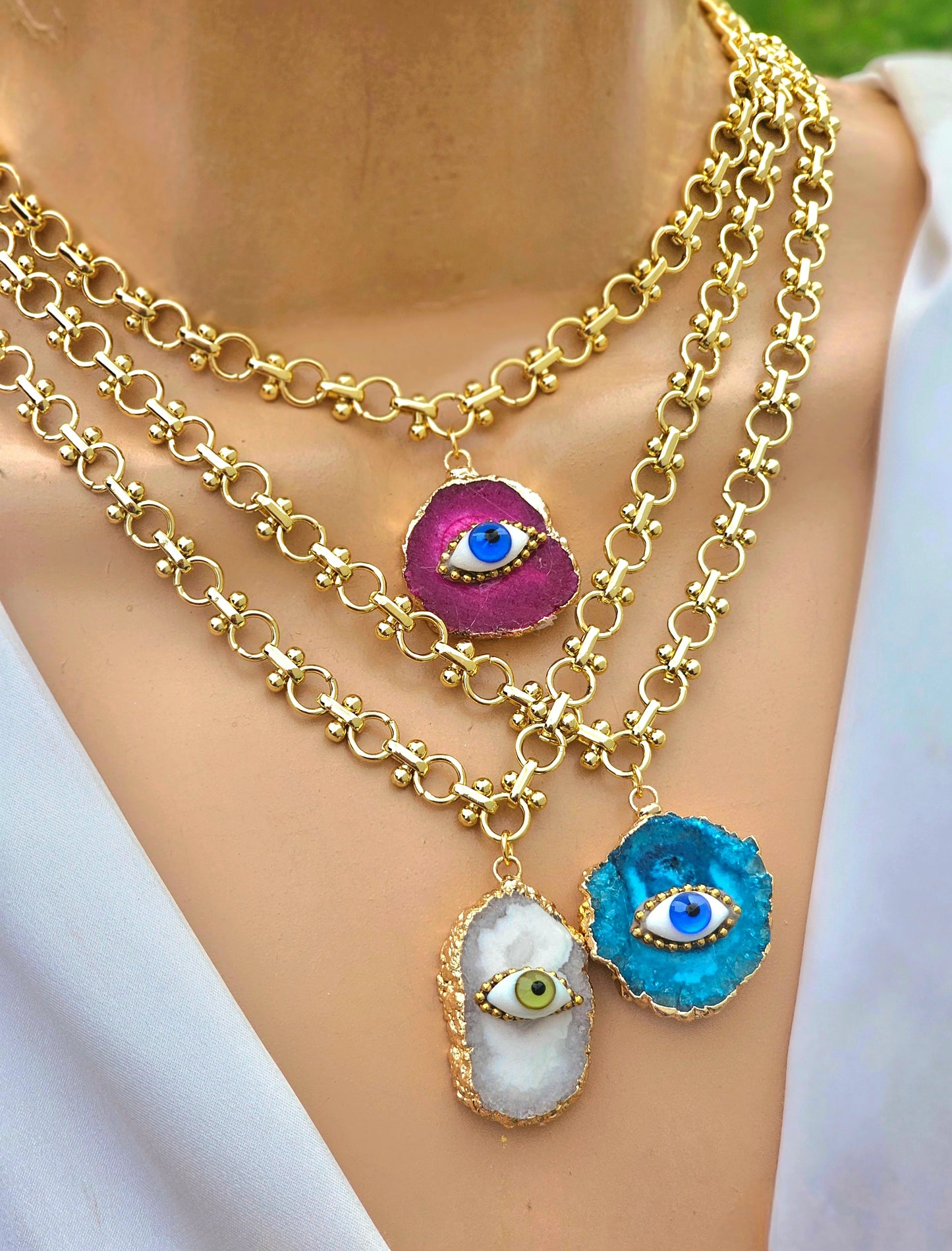 18k gold plated evil eye necklaces