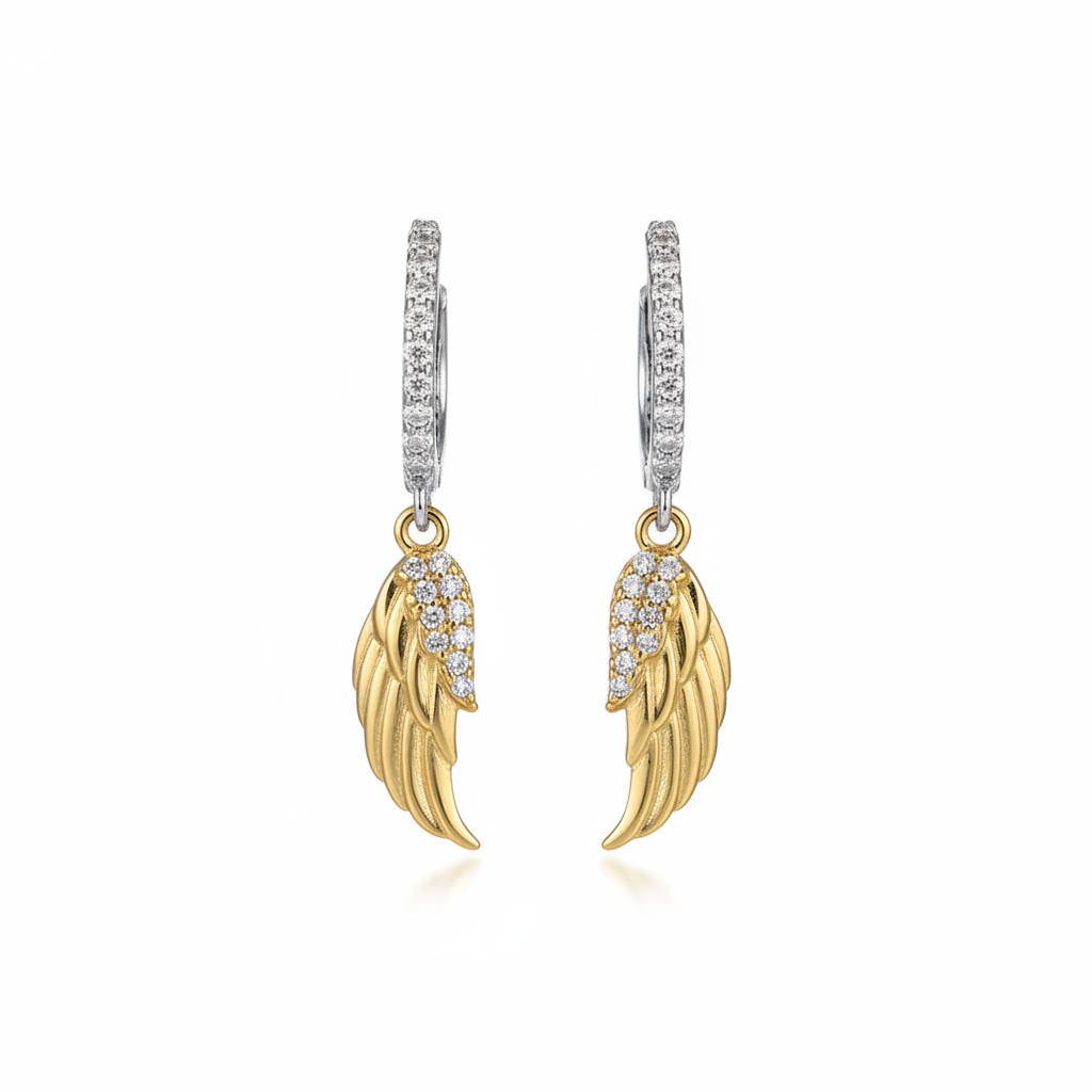 Angel wing earrings - gold fondo blanco