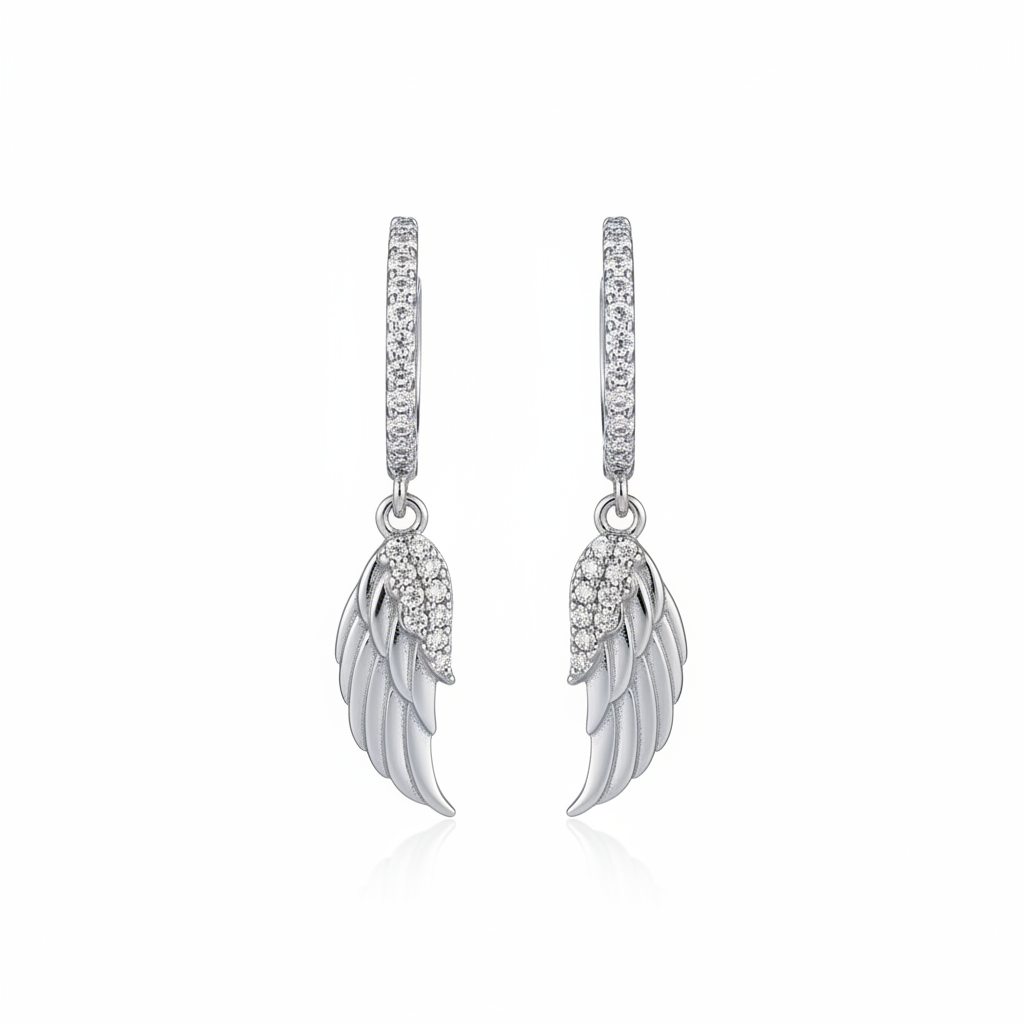 Angel wing earrings - silver fondo blanco