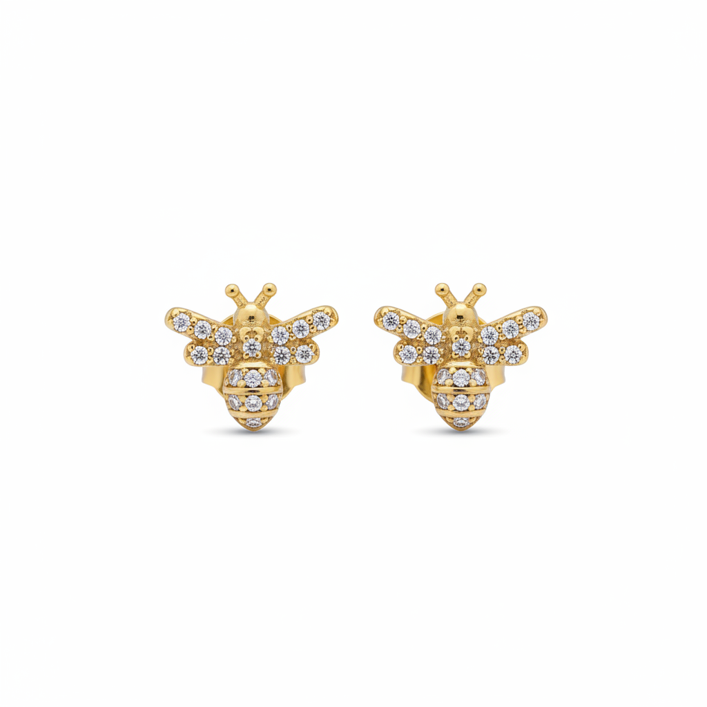 Bee studs dorado