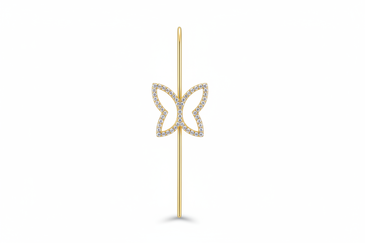 Butterfly ear pin - gold