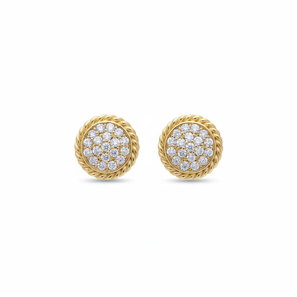 Circle CZ stud dorado fondo blanco