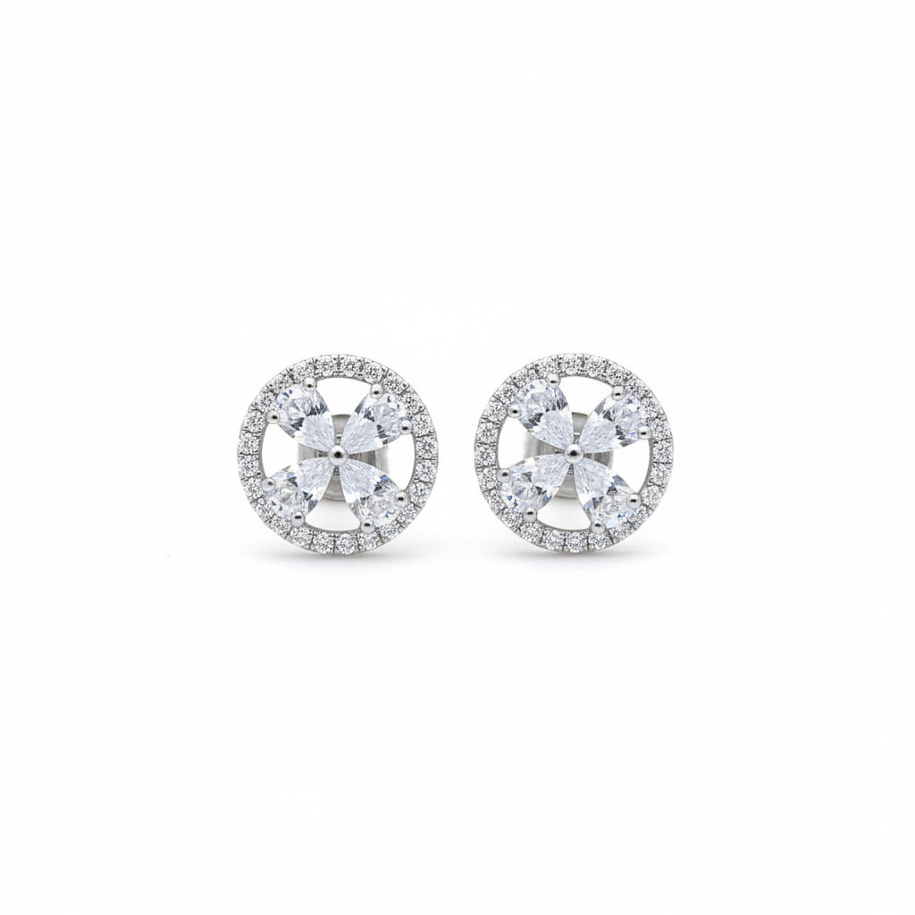 Circle CZ studs plateado v2