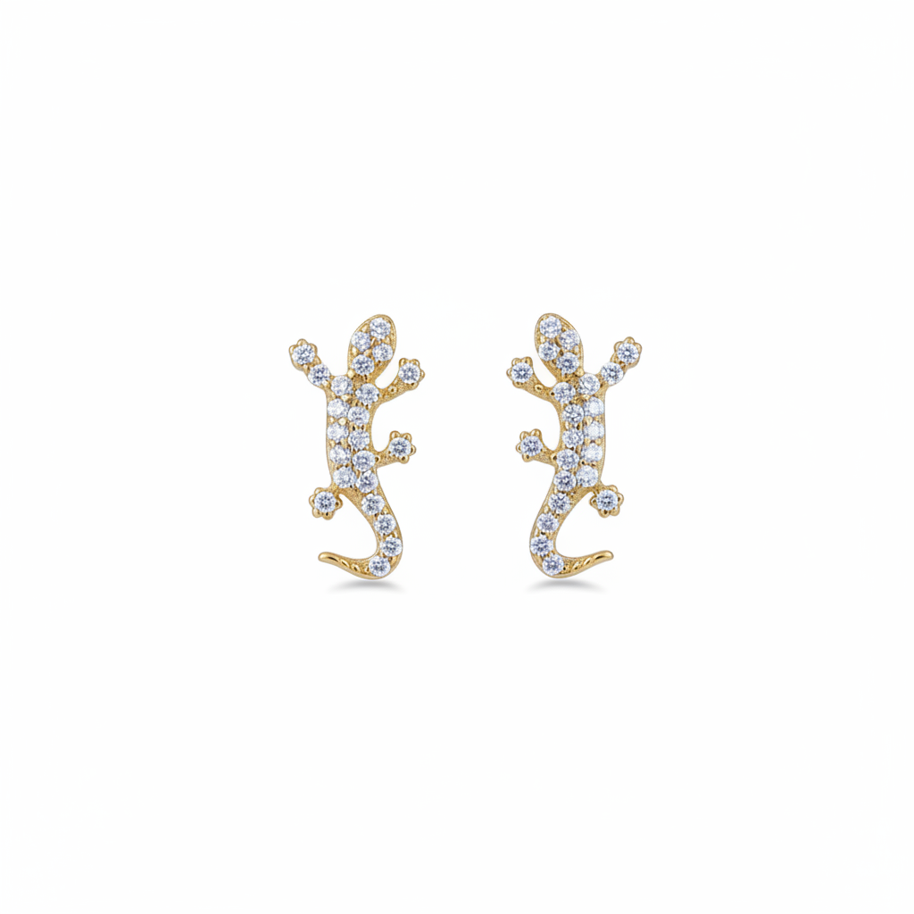 CZ Lizard earrings - gold fondo blanco