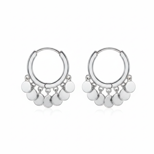 Dangling hoop earrings - silver fondo blanco