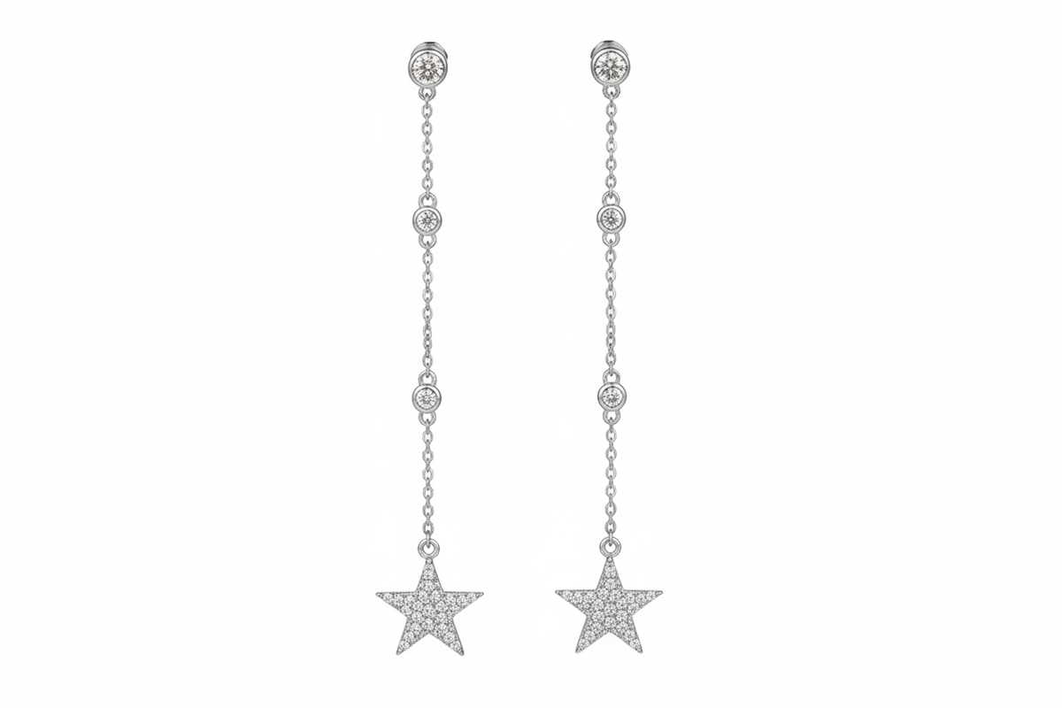Dangling stars - silver