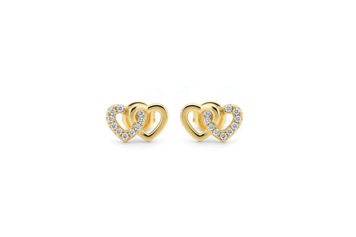Double heart - gold