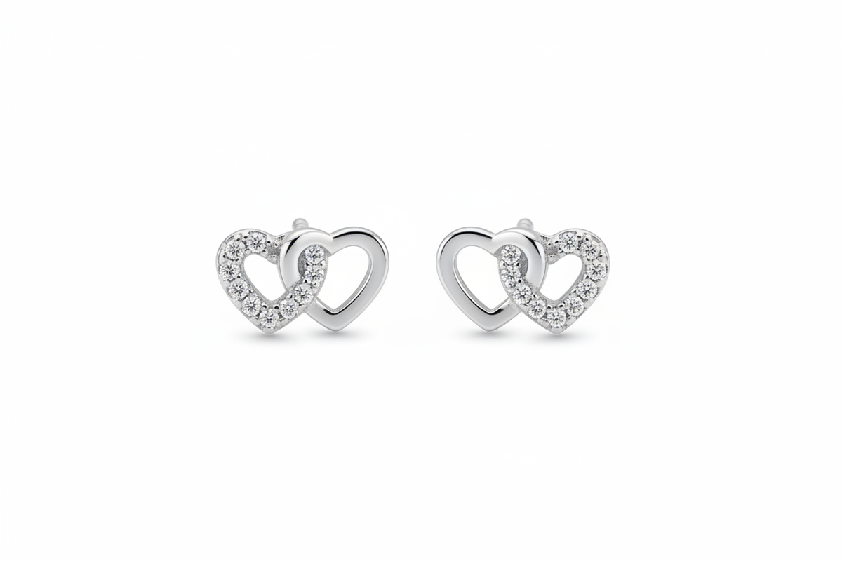 Double heart - silver
