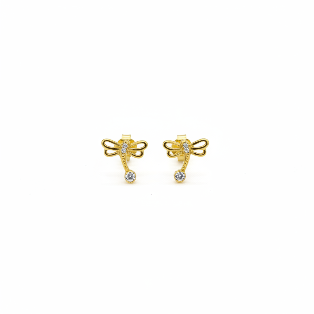 Dragonfly earrings - gold fondo blanco