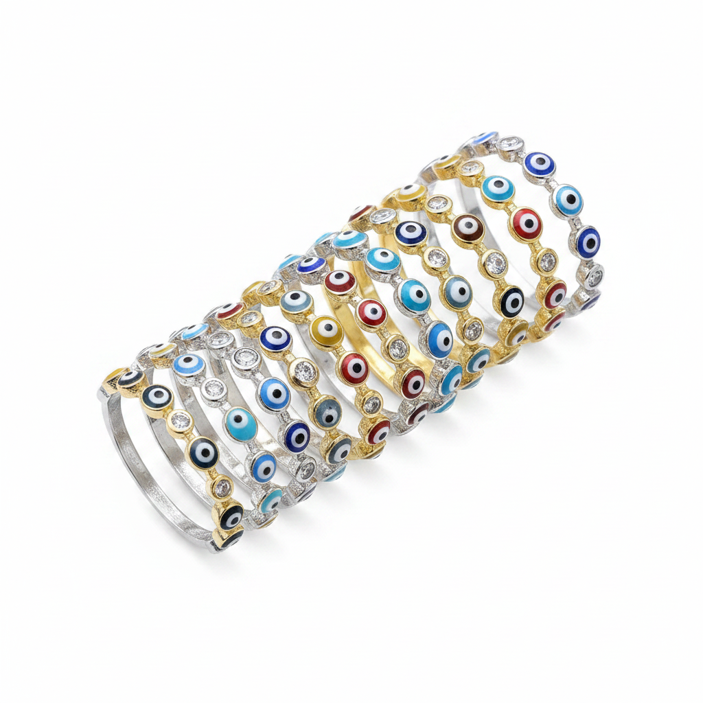 Evil Eye CZ Ring - Fondo Blanco