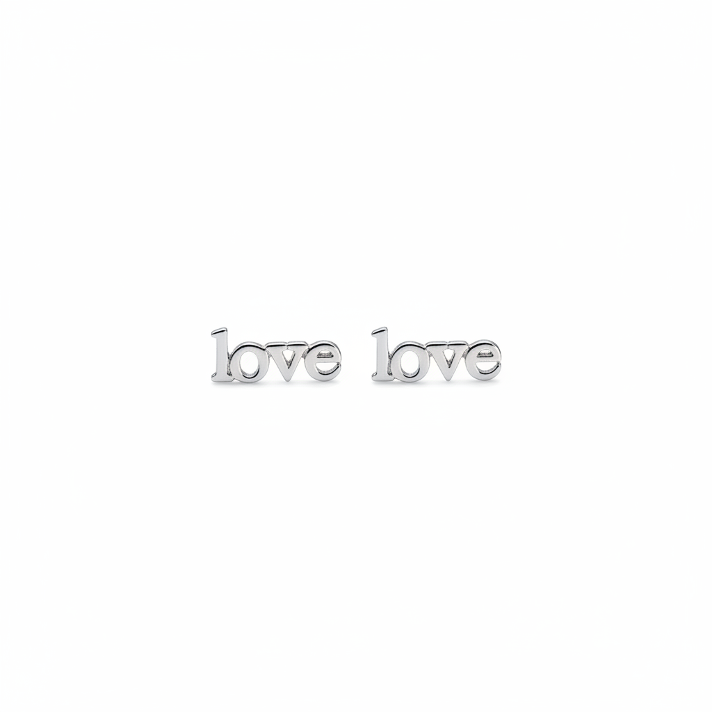 .925 Sterling silver Love stud earrings
