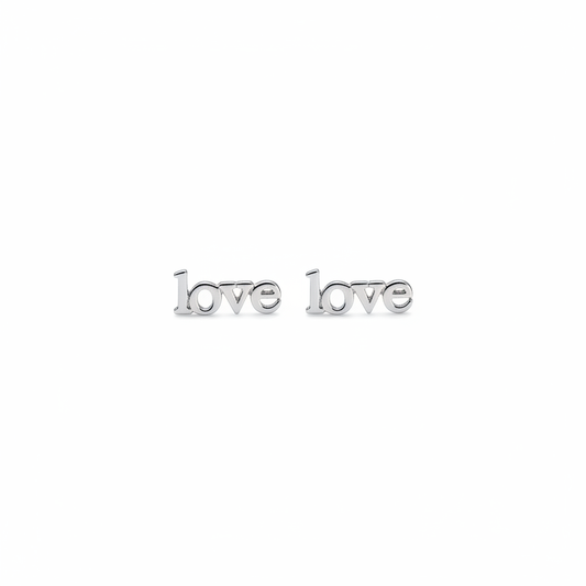 .925 Sterling silver Love stud earrings