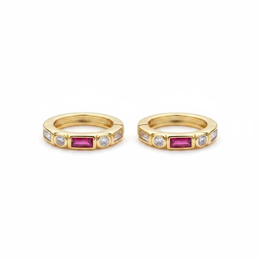 .925 sterling silver cz hoop earrings