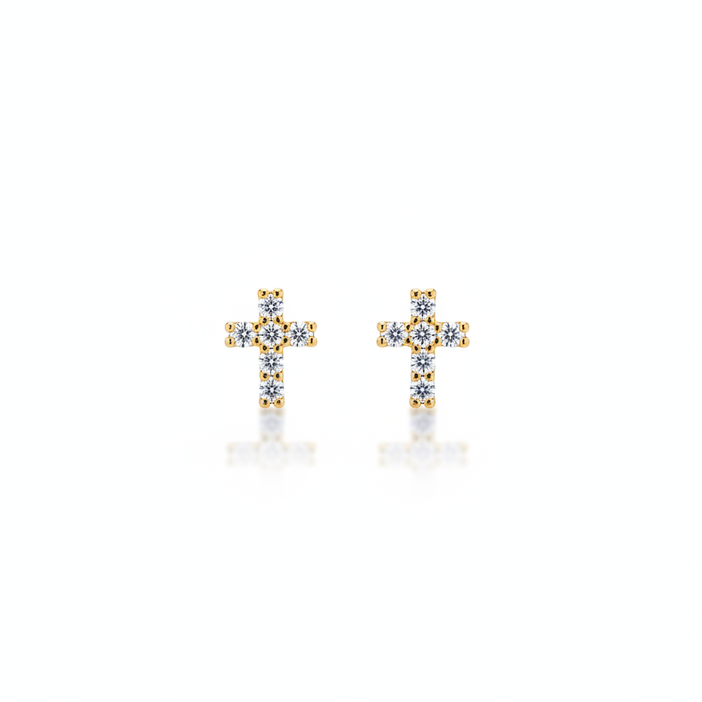 .925 Sterling silver mini cross earrings