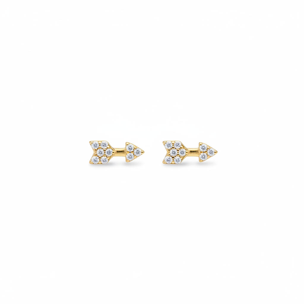 .925 Sterling silver and CZ mini arrow earrings