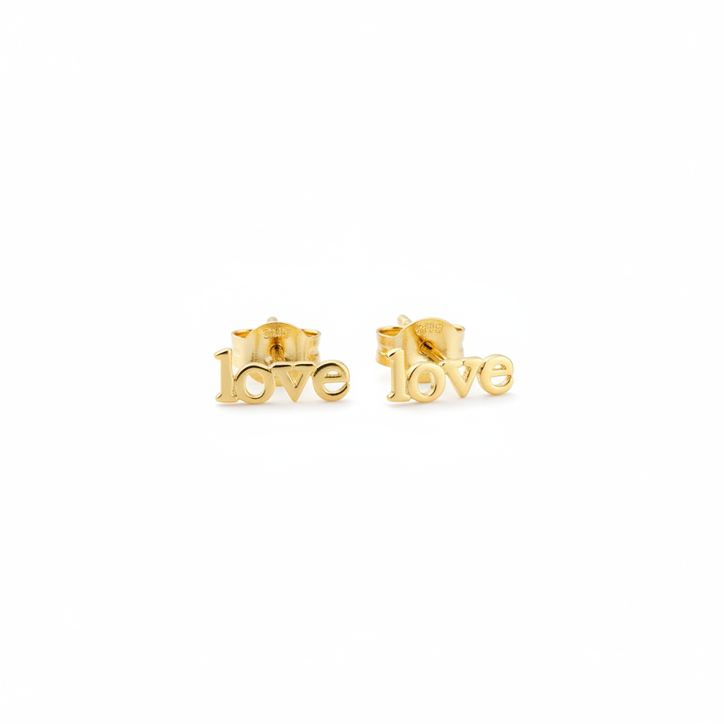 .925 Sterling silver Love stud earrings