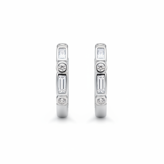 .925 sterling silver cz hoop earrings