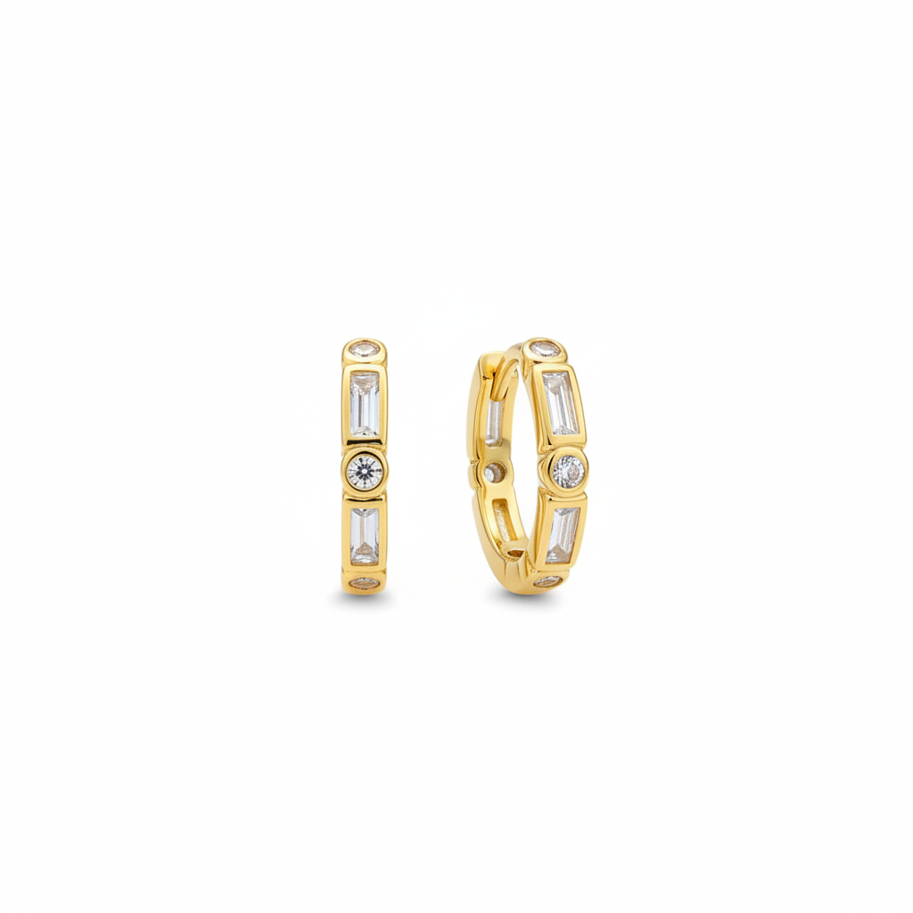.925 sterling silver cz hoop earrings