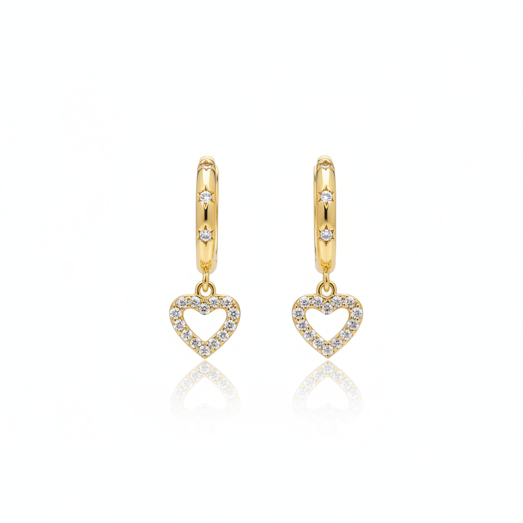.925 sterling silver heart hoop earrings