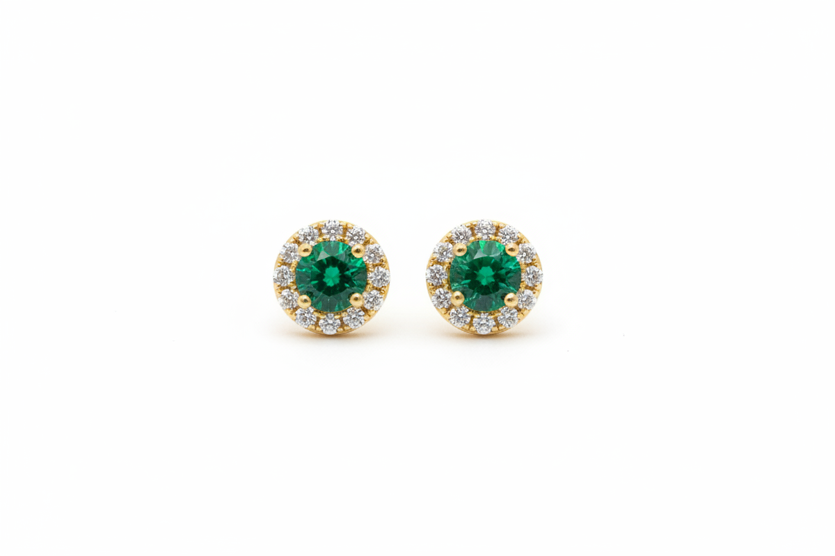 Halo CZ - emerald gold