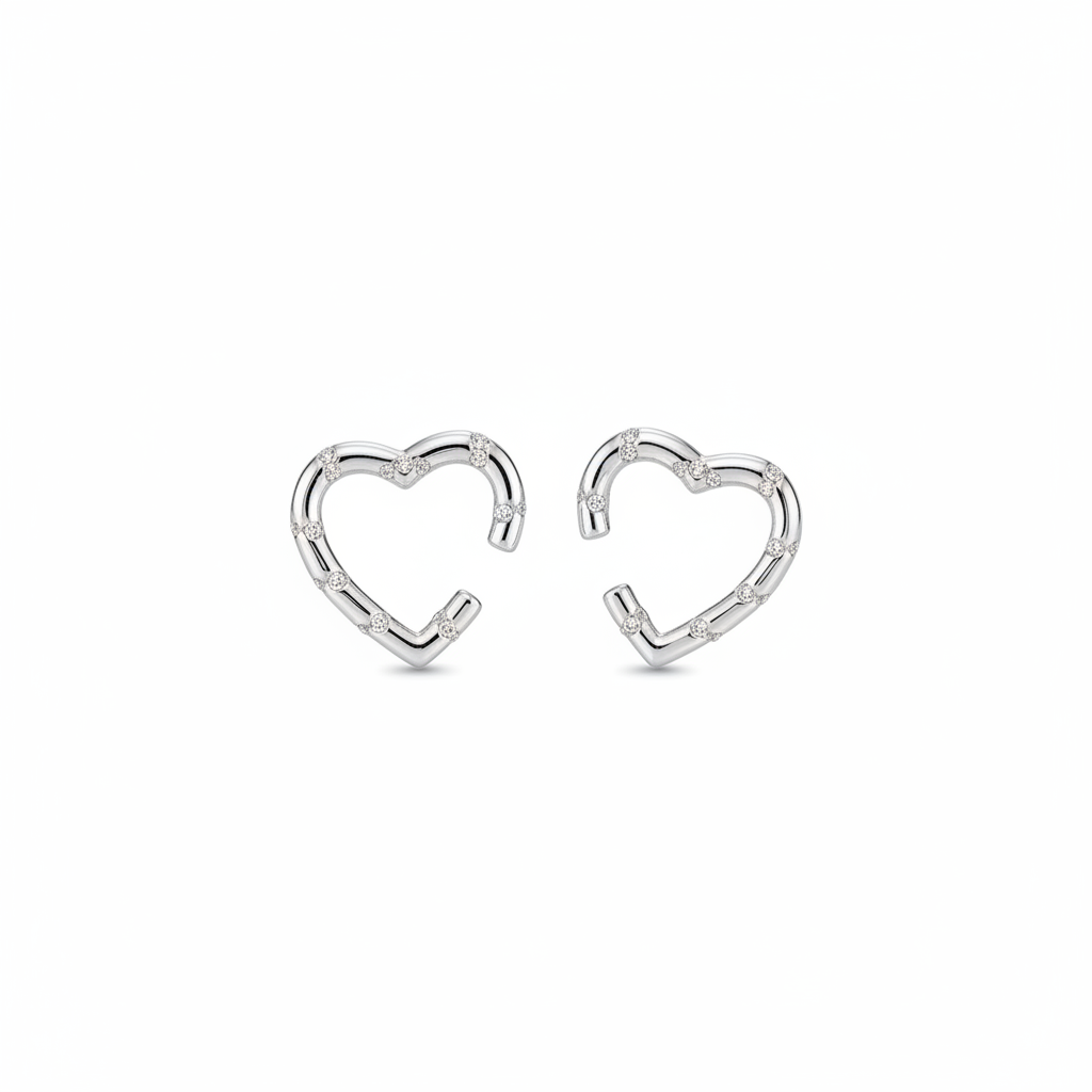 Heart cuff abierto plateado