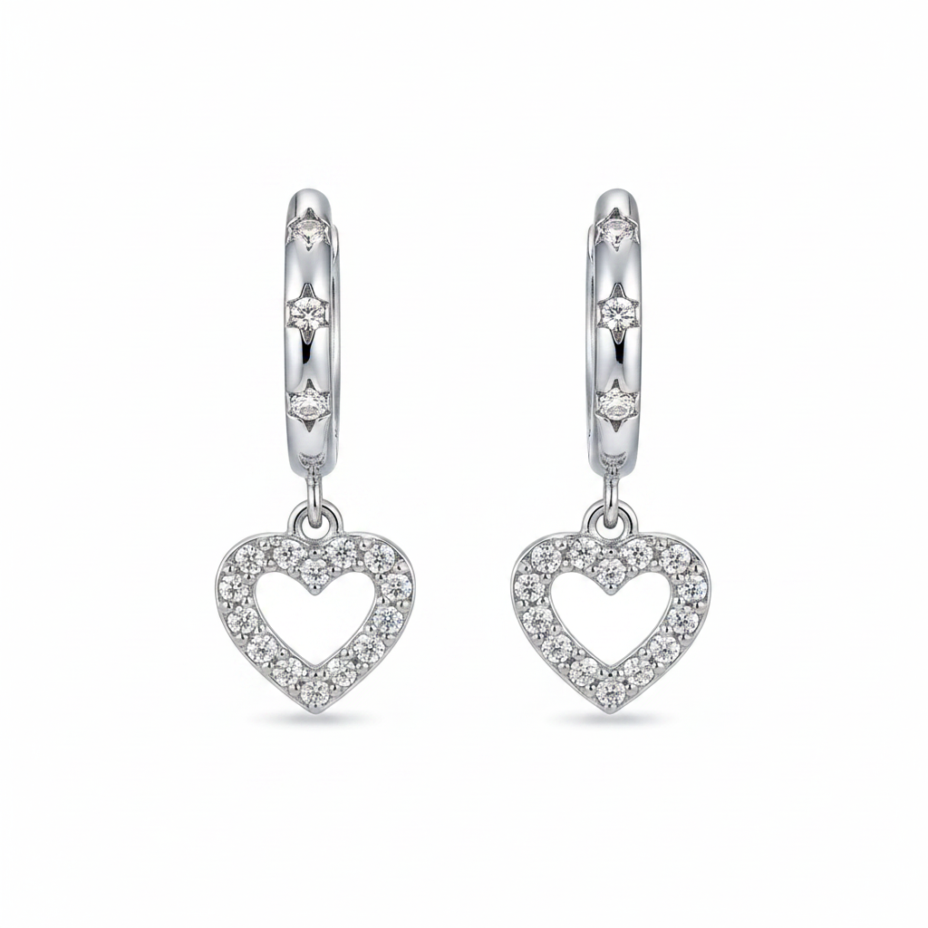 Heart hoop plateado fondo blanco