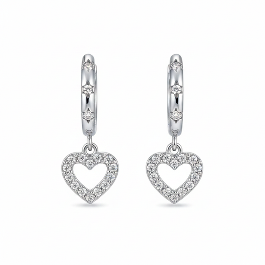 Heart hoop plateado fondo blanco